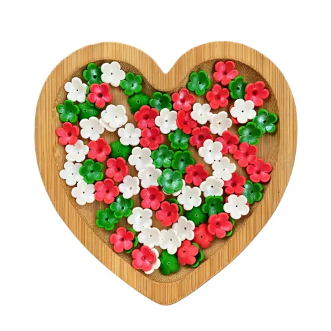 FLOR DE PORCELANA FRIA CORES NATAL (1CM) - 10 UNIDADES