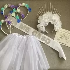 Combo Despedida de Soltera EUGE plateado+Vincha Eva para 10 amigas - comprar online
