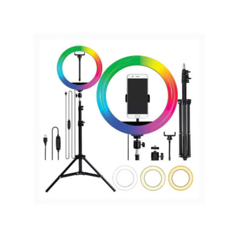 Aro De Luz Led Rgb 14" Con Tripode 2.1Mts Mj-36Ka