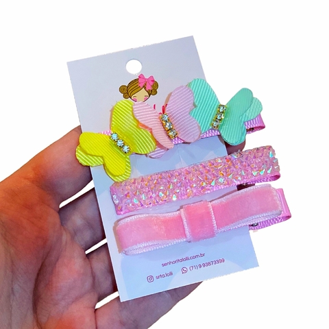 Kit Hair Clip Borboletas Encantadas