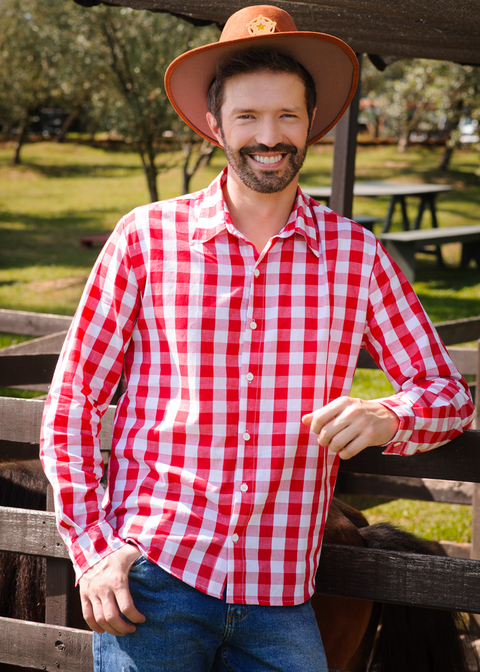 Camisa Adulto Xadrez Clássico Vermelho - comprar online