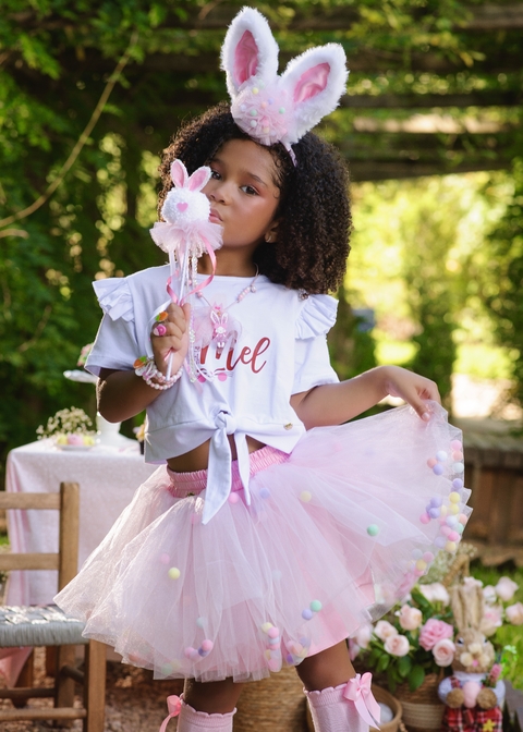 Saia Pompons Divertidos Rosa - comprar online