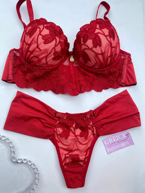Conjunto cropped guippir Luxo Vermelho - comprar online