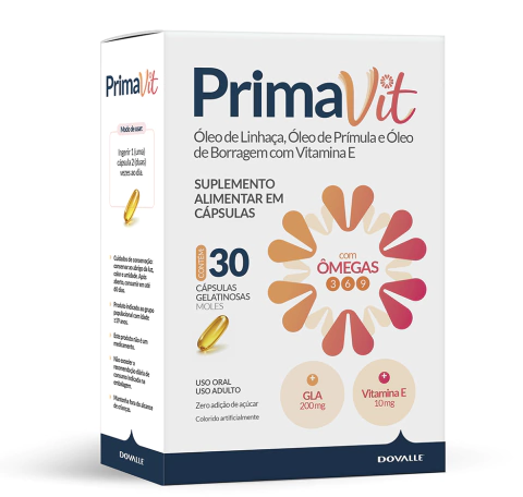 Primavit c/ 30 Cápsulas - Prímula, Borragem e Linhaça com Vitamina E