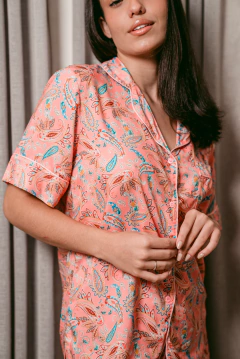 Pijama Americano de Viscose Estampa Paisley Feminino