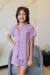 Pijama Americano de Algodão Xadrez Roxo Infantil - Lena Sleepwear - Pijamas