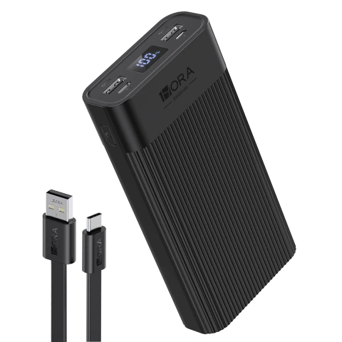 POWER BANK 1 Hora 20000MAH 2 PUERTOS USB Pantalla LED Carga Rapida Movil Tablet Portatil Blanco Negro - COMPUTENGA