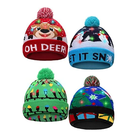 Imagen de GORRO NAVIDENO CON LUCES LED GORROXMAS Decorativo Fiesta Navidad Luz Intermitente Diseño Al Azar