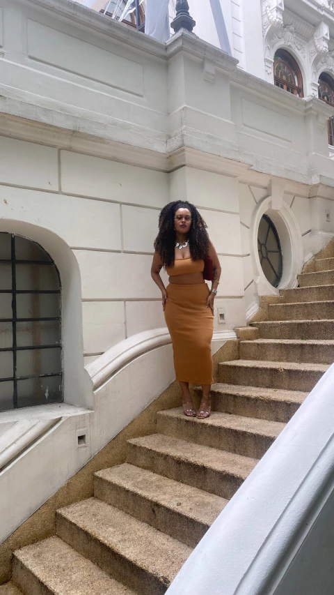 Saia Longa Canelada Thaís - Caramelo - comprar online