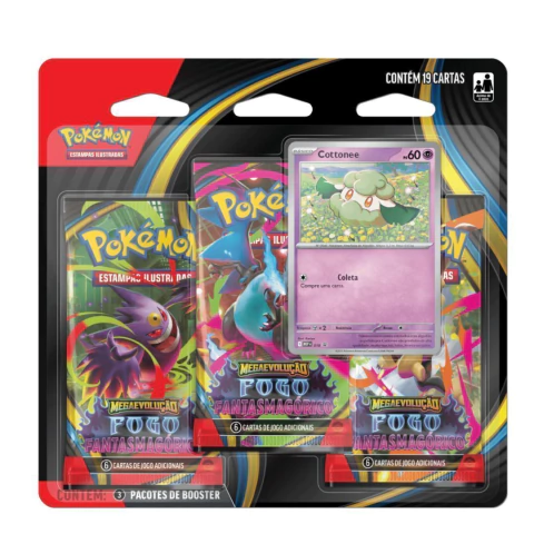 Pokémon TCG Blister Triplo ME02 Fogo Fantasmagórico Original
