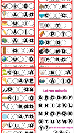 30 FICHAS COMPLETE A LETRA + LETRAS MÓVEIS PRETAS (PDF) - loja online