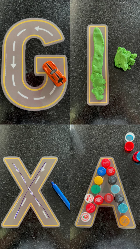 26 PISTAS DO ALFABETO - LETRAS TRANSFORMADAS EM PISTAS + 4 MOLDES DE CARRINHOS (PDF) - comprar online