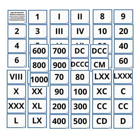 NÚMEROS ROMANOS - 57 CARDS (PDF)