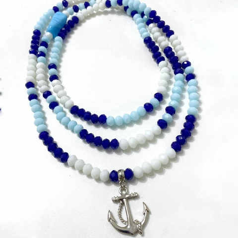 Guia de Marinheiro com âncora em Cristal azul claro e escuro