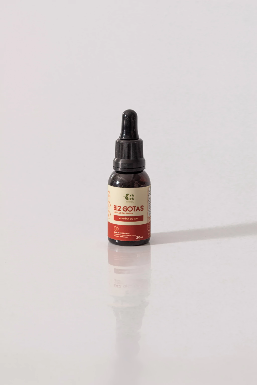 B12 em gotas (Metilcobalamina), 30ml Sabor Morango - Yayá Natural