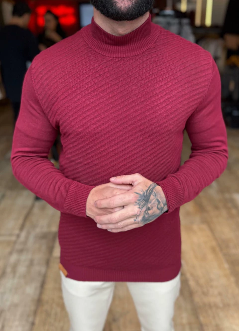 Suéter Texturizado Bordô - comprar online