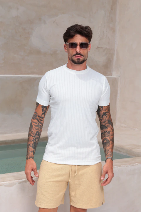 Camiseta Slim Linea Basic OFF White