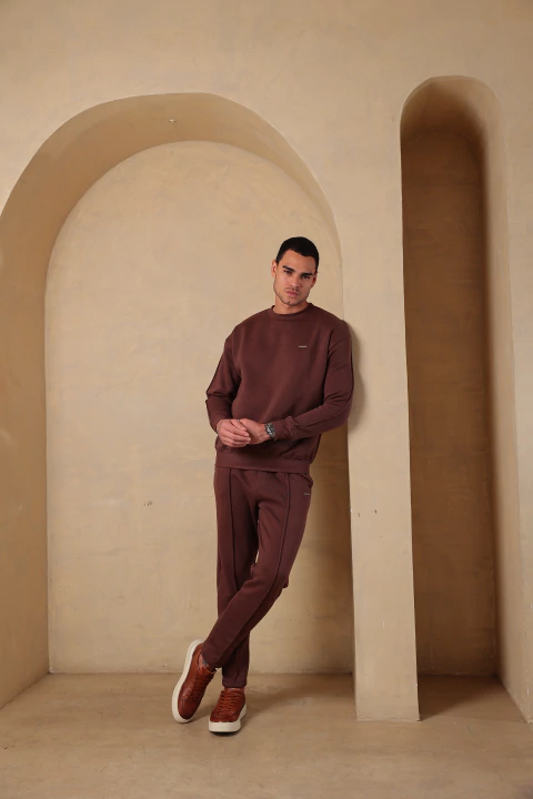 Conjunto Moletom Casual Frizo Marrom - comprar online