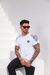 Camiseta Slim Raglan Skull Strass Branca