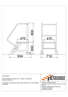 Escada Trepadeira 1+1 - 0,50m - 300kg - Escada Plataforma de Alumínio Reforçada na internet