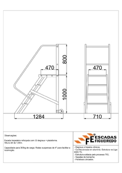 Escada Trepadeira 3+1 - 1,00m - 300kg - Escada Plataforma de Alumínio Reforçada