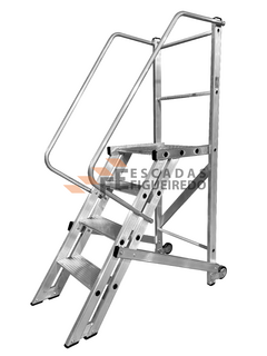 Escada Trepadeira 3+1 - 1,00m - 150kg - Escada Plataforma de Alumínio Padrão