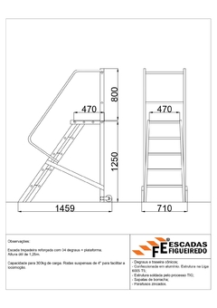 Escada Trepadeira 4+1 - 1,25m - 300kg - Escada Plataforma de Alumínio Reforçada