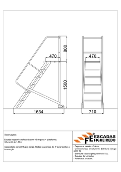 Escada Trepadeira 5+1 - 1,50m - 300kg - Escada Plataforma de Alumínio Reforçada