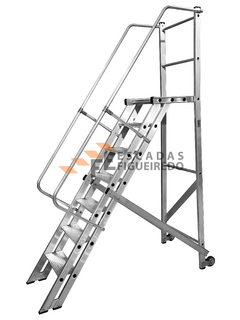 Escada Trepadeira 6+1 - 1,75m - 150kg - Escada Plataforma de Alumínio Padrão