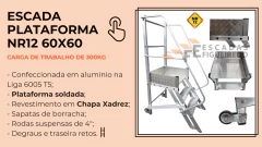 Escada Trepadeira 11+1 - 3,00m - 300kg - Escada Plataforma de Alumínio Reforçada NR12 (Plataforma 60x60cm) - Escadas Figueiredo | Especialista em Escadas