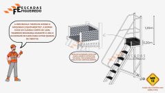 Escada Trepadeira 11+1 - 3,00m - 300kg - Escada Plataforma de Alumínio Reforçada NR12 (Plataforma 60x60cm) - loja online