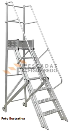 Escada Trepadeira 4+1 - 1,25m - 300kg - Escada Plataforma de Alumínio Reforçada NR12 (Plataforma 60x60cm) na internet