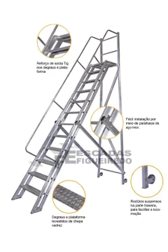 Escada Trepadeira 19+1 - 5,00m - 300kg - Escada Plataforma de Alumínio Reforçada - comprar online
