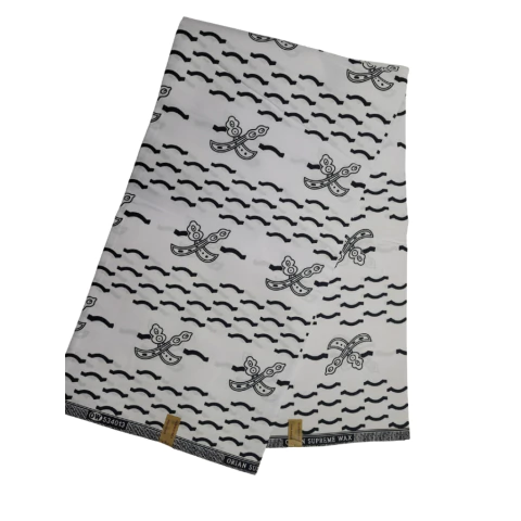 Tecido africano - Ankara - 5,0 m x 1,15 m - Branco