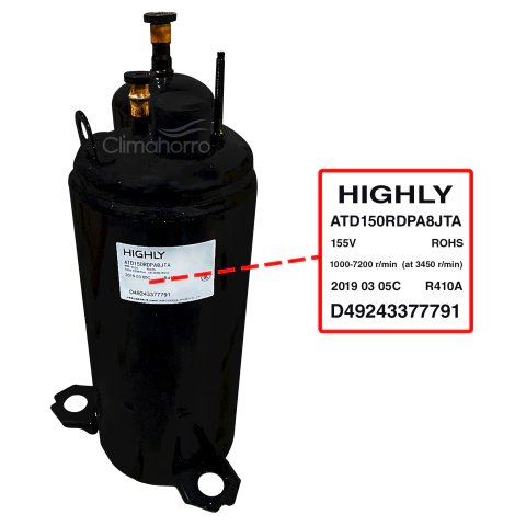 COMPRESOR ROTATIVO INVERTER HIGHLY ATD150RDPA8JTA 1.5 TON 220V R40A 155V