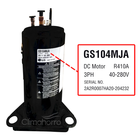 COMPRESOR ROTATIVO LG INVERTER 40-280V MOD. GS104MJA PARA EQUIPOS DE 1 TON 115 Y 220V