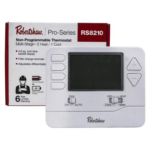 TERMOSTATO DE PARED ROBERTSHAW MULTI ETAPA 2 CALOR / 1 FRIO NO PROGRAMABLE - buy online