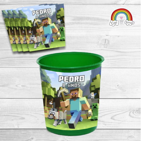 Rótulo Para Balde de Pipoca Minecraft