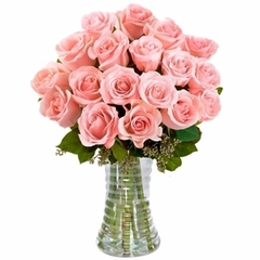 Luxurious 24 Pink Roses in Vase