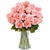 Luxurious 24 Pink Roses in Vase