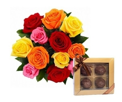 Buquê Luxuosas Rosas Mix e Brigadeiros Gourmet