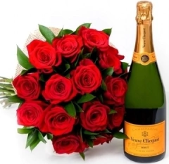 Luxuosas Rosas Colombianas e Veuve Clicquot