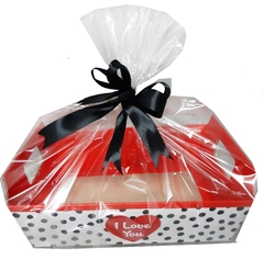 I Love You Basket, packed in Crystal Cellophane and Satin Bow