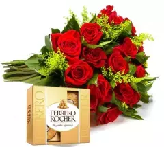 Eighteen Red Roses Bouquet and Ferrero Rocher SP