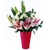 Lilies and Gerberas Red Vase