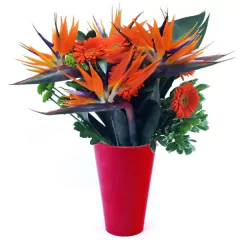 Jarrón Rojo Tropical