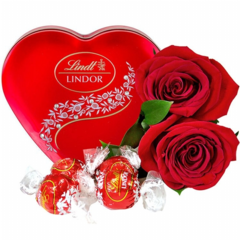 Lindt Heart and Colombian Roses - buy online