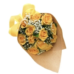 Bouquet 12 Yellow Roses on Kraft Paper