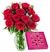 Vase 12 Luxurious Colombian Red Roses and Lindt Pralines Box