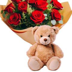 Bouquet 12 Colombianas and Beautiful Bear - online store